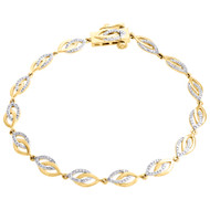 10K Yellow Gold Diamond Double Interlocking Oval Link Bracelet 7.25" | 1/2 CT.
