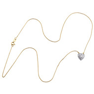 10K Yellow Gold Cluster Diamond Domed Heart Pendant Necklace 18" Chain 0.50 CT.