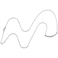 10K White Gold Graduated Diamond Curved Bar Necklace 19" Cable Chain 0.25 CT.