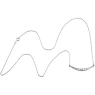 10K White Gold Graduated Diamond Curved Bar Necklace 19" Cable Chain 0.50 CT.