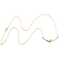 14K Yellow Gold Two Stone Solitaire Diamond Infinity Necklace 19.5" Chain 1/3 CT