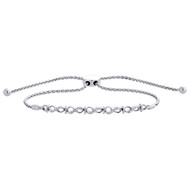 Genuine Diamond Infinity S Link Bar Bolo Bracelet Sterling Silver 11" | 1/8 CT.