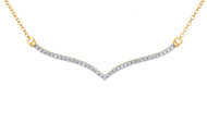10K Yellow Gold Diamond Contoured Bar Pendant Necklace 20" Cable Chain 1/4 CT.