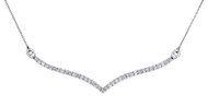 10K White Gold Round Diamond Contour 'V' Necklace Ladies 1 Row Chain 20" 1/4 Ct.