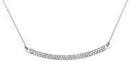 10K White Gold Round Diamond 2 Row Bar Necklace Ladies Curved Chain 20" 0.33 Ct.