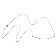 10K White Gold Round Diamond Long 1 Row Curved Bar Necklace 20.5" Chain 0.25 CT.