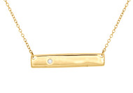 10K Yellow Gold Round Diamond Rectangle Bar Necklace 19" Cable Chain 0.02 CT.