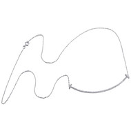 10K White Gold Diamond 1 Row Long T Curve Bar Neckalce 20.5" Cable Chain 1/3 CT.