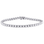 14K White Gold Genuine Round Diamond 1 Row Channel Set 7" Tennis Bracelet 1.5 CT
