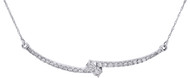 14K White Gold Solitaire Round Diamond Contour Necklace Ladies Chain 20" 1/2 Ct.