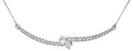 14K White Gold Solitaire Round Diamond Contour Necklace Ladies Chain 20" 1 Ct.
