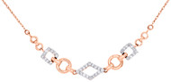 14K Rose Gold Round Diamond Geometric Design Necklace Ladies Chain 20" 0.20 Ct
