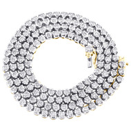 10K Yellow Gold Solitaire 4 Prong Set Diamond Tennis Chain 24" Necklace 14.87 CT