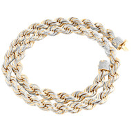 10K Yellow Gold 10mm Solid Diamond Rope Chaim Necklace 22" | 161.5 gr. | 19.9 CT