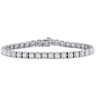 14K White Gold Round Diamond Channel Set Ladies Dome Tennis Bracelet 7" 3 Ct.