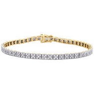 10K Yellow Gold Diamond 4.50mm Cluster Flower Set Pave 9.50" Bracelet 4.75 CT.