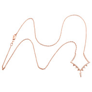 14K Rose Gold Diamond V Contour Dangler Pendant 17" Cable Necklace 0.25 CT.