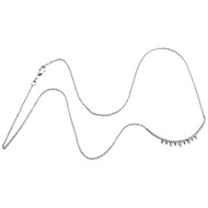 14K White Gold Round Diamond Curved Bar Necklace 16" Cable Link Chain 0.25 CT.