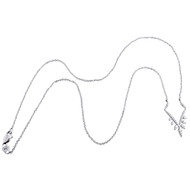 14K White Gold Diamond V Contour Dangler Pendant 17" Cable Necklace 0.25 CT.