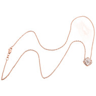 14K Rose Gold Diamond Square Halo Flower Pendant 17.5" Cable Necklace 0.33 CT.