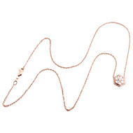 14K Rose Gold Diamond Flower Halo Circle Pendant 17.5" Cable Necklace 0.33 CT.