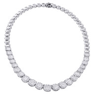 14K White Gold Princess Diamond Necklace Statement Link Tennis Chain 9.45 Ct.