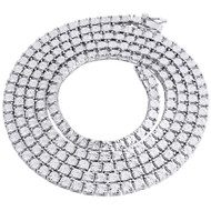 Mens 1 Row White Diamond Necklace Chain .925 Sterling Silver 36" Fanook Set 0.33 Ct
