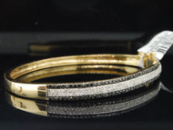 Black Diamond Bangle Ladies 14K Yellow Gold Round Pave Bracelet 1.42 Tcw.