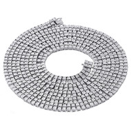 Mens 925 Sterling Silver 2 Row White Diamond Chain Necklace 2 ct. 38" Bezel Set