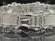 Mens Full White Diamond Bracelet Bangle Tennis XL Pave Link Design 5.16 ct. 24mm