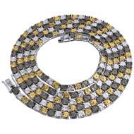 1 Row White Diamond Necklace Chain Mens 925 Sterling Silver 36" Tri-Color .50 Ct