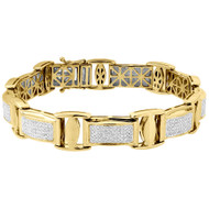 Diamond Statement Link Bracelet 10K Yellow Gold 8.5" Pave Round Cut 1.65 Ct.