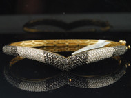 14K Yellow Gold Ladies Round Pave Set Diamond Fashion Bangle Bracelet 1.72 Ct.