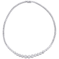 14K White Gold Diamond Flower Setting Circle Tennis Link 18.5" Necklace 5 CT.