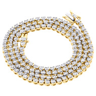 10K Yellow Gold 1 Row Round Diamond Tennis Necklace 3.50mm Prong Set Chain 22" | 7 CT.