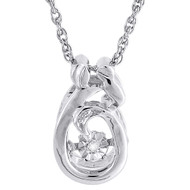Dancing Diamond Necklace .925 Sterling Silver Mother Daughter Pendant w/ Chain