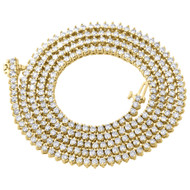 10K Yellow Gold Diamond Chain Martini Prong Set 1 Row 3.50mm 27" Necklace 12 Ct.