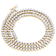 10K Yellow Gold Diamond Necklace Martini 3 Prong 4.5mm Tennis Chain 22" | 7.5 CT