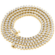 10K Yellow Gold 1 Row Round Diamond Tennis Necklace 4mm Prong Set Chain 19 CT.