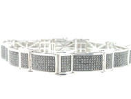 Black Diamond Mens Link Bracelet .925 Sterling Silver Round Pave 3.50 Tcw.