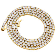 Mens 10K Yellow Gold 1 Row Necklace Diamond Tennis Link 24" Choker Chain 6 CT.