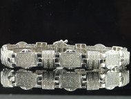 Mens Diamond .925 Sterling Silver Link Bracelet Round Pave 4 Tcw.