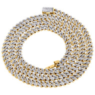 10K Yellow Gold Mens 5.25mm Miami Cuban Link Diamond Chain 22" Necklace 2.10 CT.
