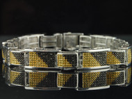 Mens .925 Sterling Silver Black & Yellow Diamond Bracelet Tennis Link 3.50 Ct.