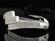Ladies .925 Sterling Silver Pave Diamond Bangle Bracelet 1.32 Ct.