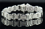 Diamond Bracelet Men's .925 Sterling Silver Round Cut Pave Link 1.38 Tcw.