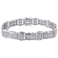 Diamond Statement Bracelet White Gold 8.5" Link Pave Round Cut Bangle 2.08 Ct.