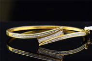 .925 Sterling Silver Ladies Round Diamond Bangle 7" 0.28 Ct. 4MM