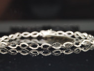 Black and White Diamond Infinity Twist Link Bracelet Ladies 10K White Gold 1 Ctw