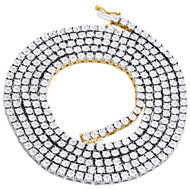 Mens 1 Row Necklace Genuine Diamond Link Choker Sterling Silver Chain 18" - 30"